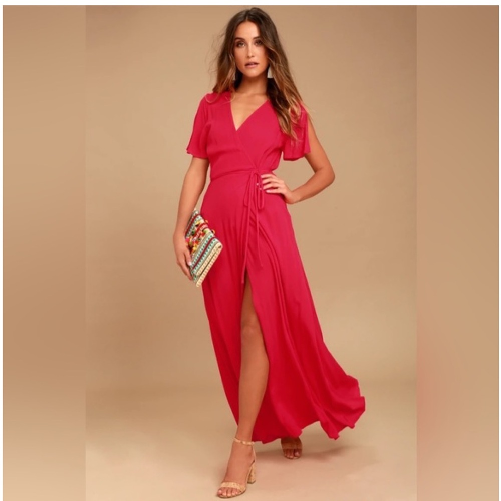 Lulu's Vibrant Pink Maxi Dress